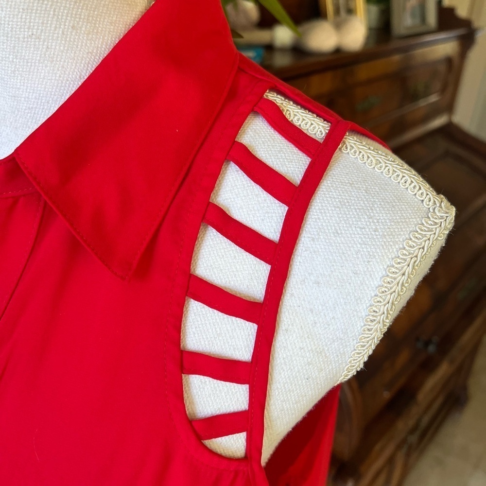 BCX ladies sleeveless button-down top, NWT size medium red - Picture 6 of 11